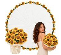 DVDVBOOM Crochet Flower Bouquet Throw Blanket, Handmade Cozy Soft Knitted Blanket with Sunflower, Cute Romantic Gift for Her & Girlfriend & Mom Valentine Wedding Anniversary Birthday (Yellow 43in)