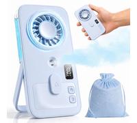 DVDVBOOM Foldable Mini Handheld Misting Fan, Portable Rechargeable Personal Cooling Fan with 4 Speeds & LED Display, Small Water Spray Mister for Travel, Women, Kids, Outdoor, Office (Blue)