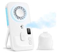 DVDVBOOM Foldable Mini Handheld Misting Fan, Portable Rechargeable Personal Cooling Fan with 4 Speeds & LED Display, Small Water Spray Mister for Travel, Women, Kids, Outdoor, Office (White)