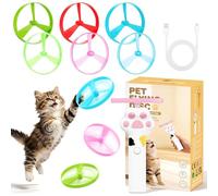 DVDVBOOM Interactive Cat Fetch Toy, Rechargeable Flying Disc Launcher with 6 Discs for Continuous Play, Anti-Boredom Hunting Toys for Indoor & Outdoor, Kittens & Adult Cats (White)