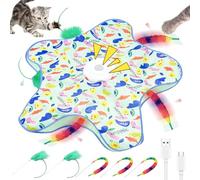 DVDVBOOM Interactive Cat Toys for Indoor, Electric Automatic Hide and Seek Cats Toy with Sound Effects for Cats Adult Kitten, 2026 New USB Rechargeable Cat Toy (Green with 5 * sticks)