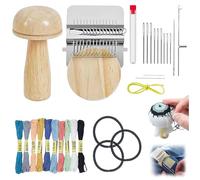 DVDVBOOM Knit Patch Darning Loom, Knitpatch Darning Kit with Mushroom Darning Needle and Thread, 14 Hook Knitting Machine for Beginners Sewing Mending