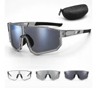 DVDVBOOM Photochromic Polarised Cycling Glasses, UV400 Protection Sports Sunglasses with Clear PC Lenses, Unisex MTB Bike Glasses for Running Fishing Outdoor Riding