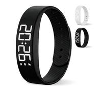 DVDVBOOM Vibrating Alarm Clock Wristband, Waterproof Silent Vibration Watch, Multi-functional Light-up Display Alarm Wristbands for Sports Sleep Monitoring (Black)