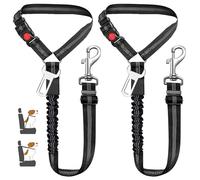 DVEDO 2in1 Dog Seatbelts for Cars, 2 Pack Pet Safe Guard Seatbelt Headrest Restraint Clip Adjustable Dog Car Harness Belt with Anti-Shock Elastic Bungee Buffer for All Vehicles