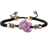dvegGEE Amethyst Bracelet Feng Shui Wealth Bracelet Fox God Adjustable Spirit Natural Gemstone Bracelet(Espresso)