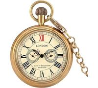 dvegGEE Antique Copper 5 Hands Mechanical Pocket Watch Hand Winding Skeleton Men Clock