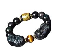 dvegGEE Beaded Bracelets Feng Shui Double/Bracelet Attracts Wealth and Prosperity, Rainbow Obsidian, Heart Sutra(Rainbow-12 mm)