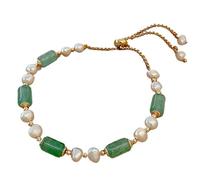dvegGEE Beaded Bracelets Feng Shui Wealth Bracelet Chalcedony Bamboo Carnelian Bracelet Freshwater Pearls(Green Carnelian)
