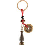 dvegGEE Chinese Keychain,Lucky Charms,Brass Sculpture Fengshui Figurine Keychain Pendant Brass Pagoda Keychain Creative Wenchang Tower Pendant Accessories Nine Tier Pagoda Key Pendant