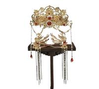 dvegGEE Hair Accessories for Women,Chinese Hanfu Headdress Phoenix Hair Crown Full Set Fairy Tassel Hairpin Ancient