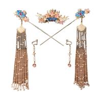 dvegGEE Hair Accessories for Women,Hanfu Costume Headdress Hairpin Tassels Full Set Ancient Style Hair Crown Set