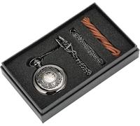 dvegGEE Hand Winding Mechanical Pocket Watch Silver Metal Web Case Hand Winding Watch Sets