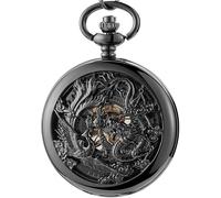 dvegGEE Mechanical Pocket Watch Steampunk Skeleton Hand-Wind Flip Clock Watch with Chain