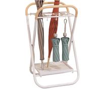 dvegGEE Umbrella holder, Foldable Umbrella Holder 12-Grid Metal Umbrellas Stand Detachable Tray Hook Design Partitioned Storage White Multifunctional Cane Holder