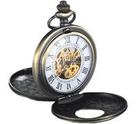 dvegGEE Vintage 2 Sides Open Case Mechanical Men's Clock Hand Wind Pocket Watch
