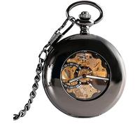 dvegGEE Vintage Smooth Case Pocket Watch Skeleton Men Stylish Luxury Automatic Mechanical
