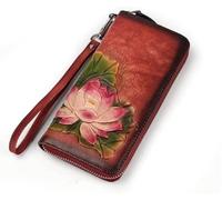 dvegGEE Wallets,Minimalist Wallet Leather Women's Wallet Fashion Natural Pattern Purse Clutch Ladies Long Large Capacity Bifold Coin Pocket Card Holder(Red)