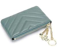 dvegGEE Wallets, Minimalist Wallet Leather Women's Wallet Ultra Thin Short Zipper Purse Clutch for Fashion Coin Pocket Portable Card Holder Card Holder(Lake Blue)