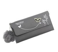 dvegGEE Wallets, Minimalist Wallet Pu Leather Women's Wallet New Long Fashion Zipper Purse Clutch for Creative Bow Portable Coin Pocket Card Holder Card Holder(Gray)