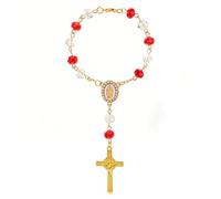 Dvehdbay Steering Wheel Rosary Charm Accessory - Mother Mary Steering Wheel Charm, Rosary for Car Mirror Hanging, 7.48 in, Crystal, No Gemstone