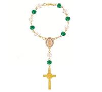 Dvehdbay Steering Wheel Rosary Charm Accessory - Mother Mary Steering Wheel Charm, Rosary for Car Mirror Hanging, 7.48 in, Crystal, No Gemstone