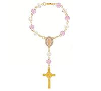 Dvehdbay Steering Wheel Rosary Charm Accessory - Mother Mary Steering Wheel Charm, Rosary for Car Mirror Hanging, 7.48 in, Crystal, No Gemstone