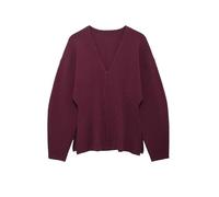 DVERFSWEV-GH Polyester Oversized V Neck Cardigan Women Chunky Knit Open Front Long Sleeve Textured Weave Lounge Wear Autumn Layering Piece Cozy Reading Companion(Red_S)