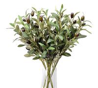 DVGUN 5 Pack Olive Branches Artificial Plants Greenery Stems Olive Leaves Fake Fruits Silk Plants