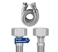 DVGW Tested Flex Hose 3/8 and 1/2 Inch Including Seals | Connection Hose Fitting | Tap Hose Extension | Reinforced Hose | (1/2 Inch Union Nut x 3/8 Inch Union Nut, 100 cm)