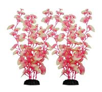 DVHEY 16 Inch Silk Aquarium Fish Tank Plant Betta Fish Tank Decor,2 Pack | Silk Aquarium Plants for Aquarium Decoration (White-Pink)