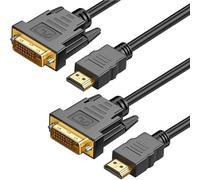 DVI to HDMI Cable,Bi-Directional 1080 DVI-D to HDMI Cable Male to Male, High-Speed Gold-Plated HDMI to DVI for Raspberry Pi, Roku, X-Box One, PS3/4/5, Graphics Card,2 pack，1.5 Meters