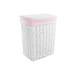 DVier 22WRt-a Wicker Laundry Basket 32 x 24 cm Height 48 cm White Pink