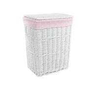 DVier 22WRt-b Wicker Laundry Basket 40 x 30 cm Height 54 cm White/Pink