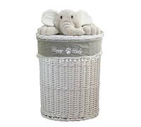 dvier Laundry basket Laundry collector Laundry chest with plush animal Elephant with lid Cover grey D.46 H.62