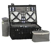 dvier Picnic Basket Willow Black for 4 People with Thermal Bag