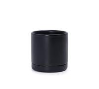 D'vine Dev 3.5 Inch Ceramic Planter Pot with Drainage Hole and Saucer, Indoor Cylinder Round Planter Pot, Black, 94-O-A-2