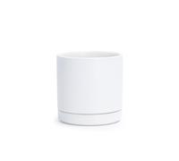 D'vine Dev 3.5 Inch Ceramic Planter Pot with Drainage Hole and Saucer, Indoor Cylinder Round Planter Pot, White, 94-O-A-1