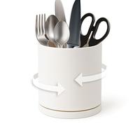 D'vine Dev 360° Rotating Utensil Holder - 5" Kitchen Utensil Crock for Countertop, Modern Cooking Tool Organizer for Kitchen Storage, Oatmeal, 72-X-D-1