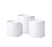 D'vine Dev 6 Inch 6.5 Inch 8 Inch, Set of 3, White Colour Planter Pots for Plants with Drainage Hole and Seamless Saucers, Medium, 74-E-M-1
