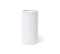 D'vine Dev 8 Inch Cylinder Vase, White Waterfall Textured Ceramic Flower Vase for Home Décor, VS-CR-8