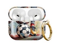 DVKG Compatible with AirPod PRO 3 2025 Shockproof Drop-Proof Wireless Earbuds Case with Keychain, Universal for Men and Women(Football)