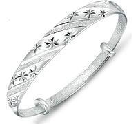 dvkGKLVq Friendship Bracelets，Silver Bangles，Women 925 Silver Adjustable Cuff Bangle Stars Bracelet Silver Jewellery