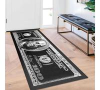DVKKHD 100 Dollar Bill Runner Rug for Hallway Black and White Area Rug for Bedroom Modern Non Skid Money Rug Cool Indoor Washable Rugs for Bathroom and Kitchen Laundry Room Living Room Carpet 24”x59”