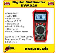 DVM020 Digital Multimeter AC/DC, Battery, °C/°F, Continuity CAT III 600V