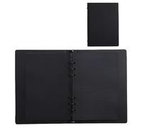 DVMSIEF Notebook Office PU Writing Leather Card Notepad Black Minimalist Paper Leaf Inner Page Business Hand Notebook Account Loose(Black crossing page)