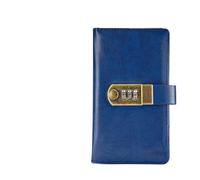 DVMSIEF Password Book 4 Kinds Of Leather Travel Notebook With Password Lock A6 Agenda Diary Journal Notepad Business Stationery Black Red Brown Blue(A6 Blue)