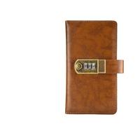 DVMSIEF Password Book 4 Kinds Of Leather Travel Notebook With Password Lock A6 Agenda Diary Journal Notepad Business Stationery Black Red Brown Blue(A6 Brown)