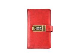 DVMSIEF Password Book 4 Kinds Of Leather Travel Notebook With Password Lock A6 Agenda Diary Journal Notepad Business Stationery Black Red Brown Blue(A6 Red)