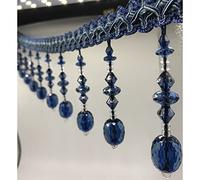 dvnFWKc Curtain Fringes Trim, 12 Meters Trim for Curtain Braid Beaded Pendant Tassel Sewing Fringe Home Decor Hanging Beads Fabric Ribbon Trimming(Dark Blue)